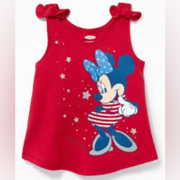 Old Navy Disney Girls Sleeveless Minnie Mouse Bow Shoulder Top. 12-18 Months. - Picture 1 of 7